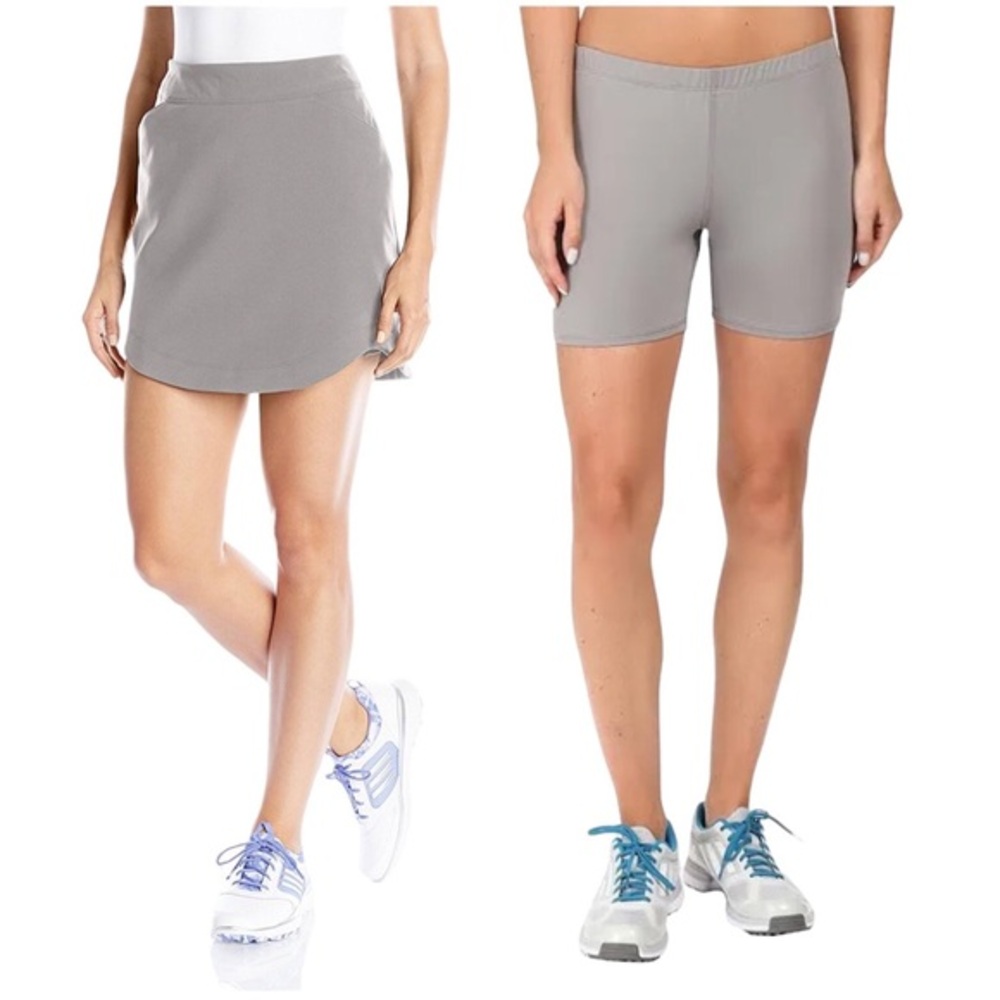 adidas Golf 2 in 1 Skirt / Short Removable Shorts Curve Hem Gray Skirt / Skort L